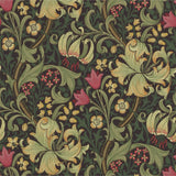 Golden Lily Wallpaper - Charcoal/Olive