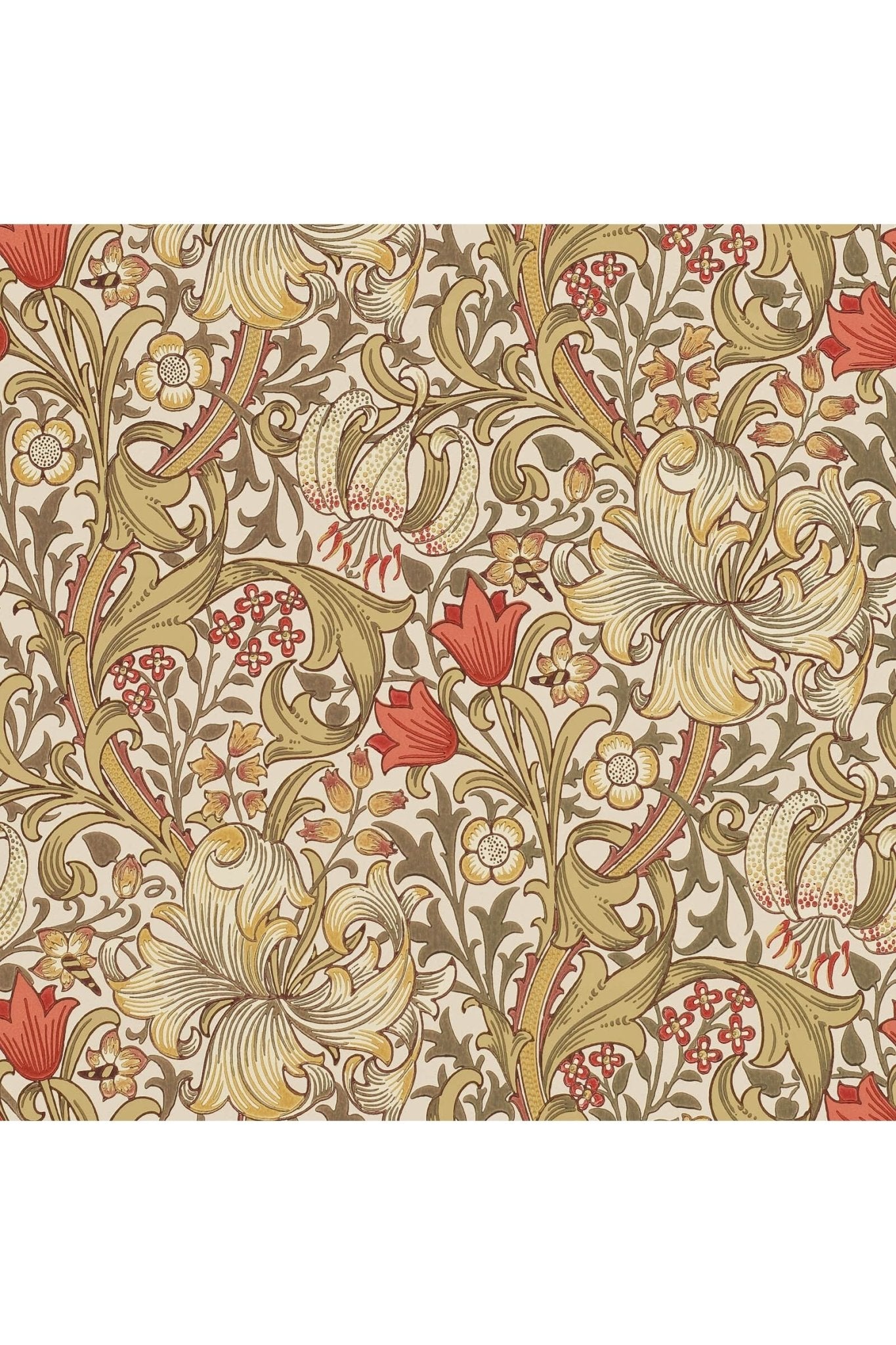 Golden Lily Wallpaper - Biscuit/Brick van Morris & Co | Kids Conceptstore Le Fanfare
