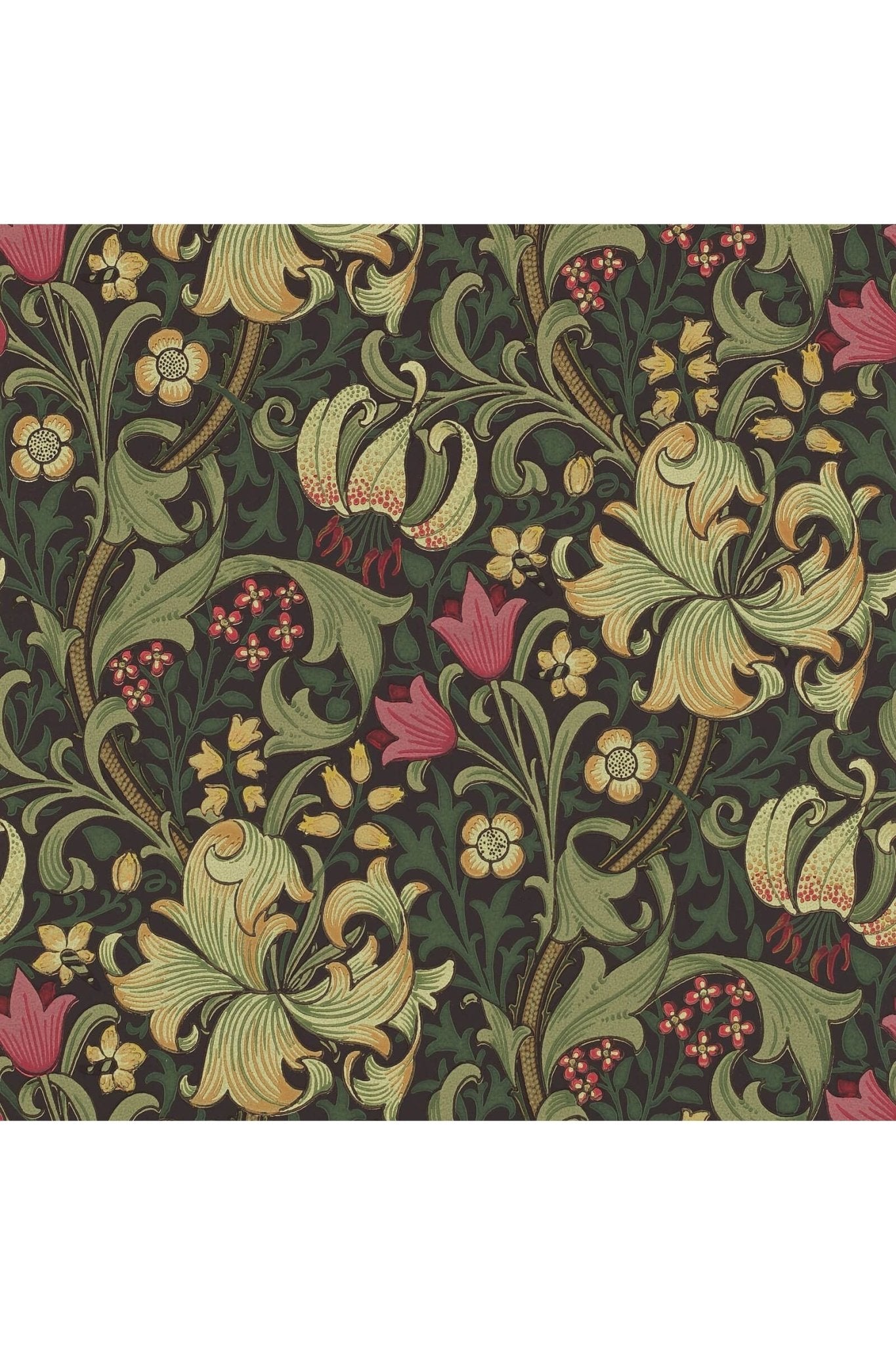 Golden Lily Wallpaper - Charcoal/Olive van Morris & Co | Kids Conceptstore Le Fanfare