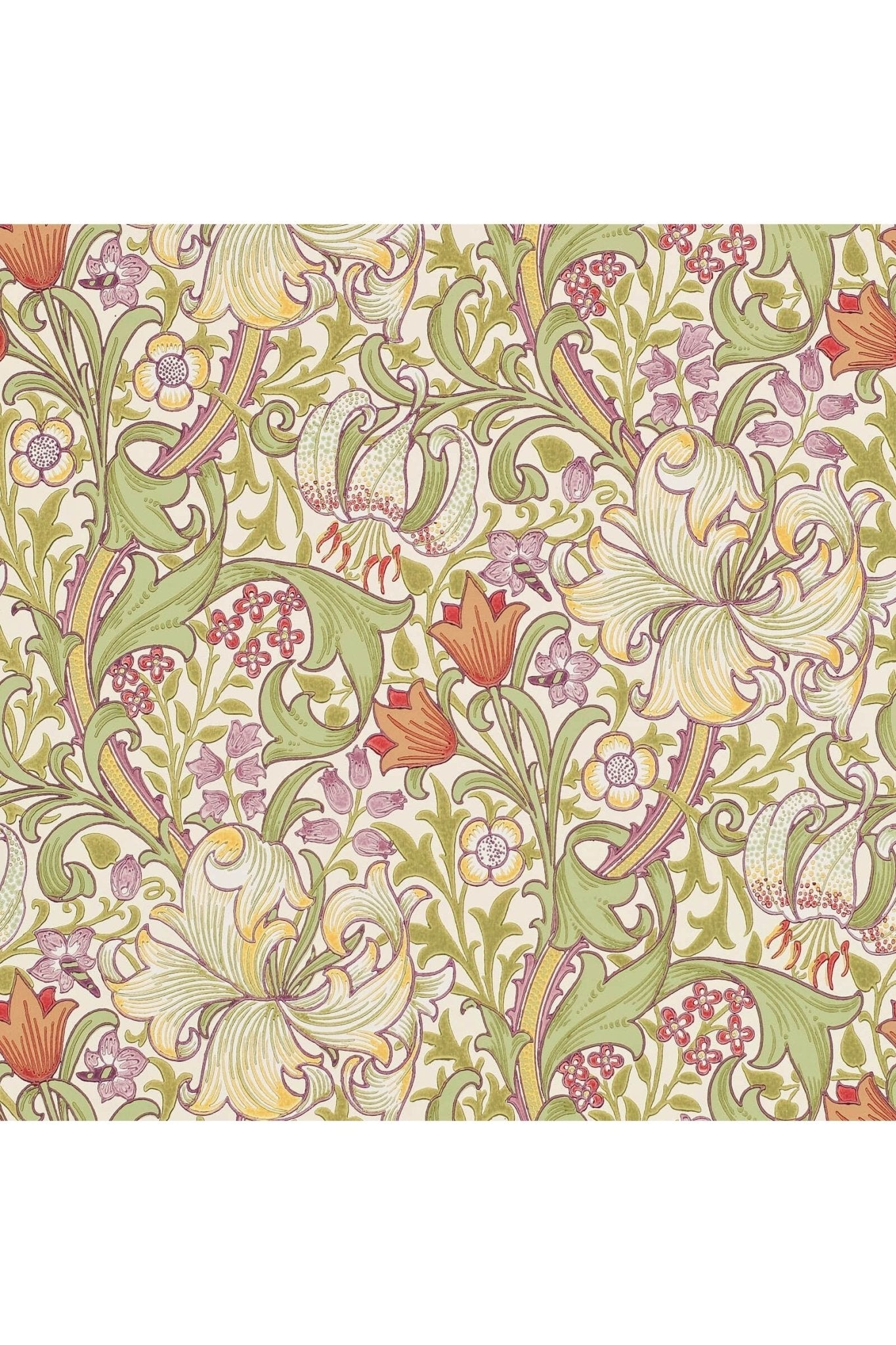 Golden Lily Wallpaper - Olive/Russet van Morris & Co | Kids Conceptstore Le Fanfare