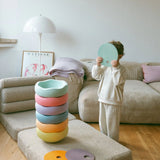Grimms x Stapelstein Set - Rainbow Pastel | Rolling Discs - Cool Pastel van Stapelstein | Kids Conceptstore Le Fanfare