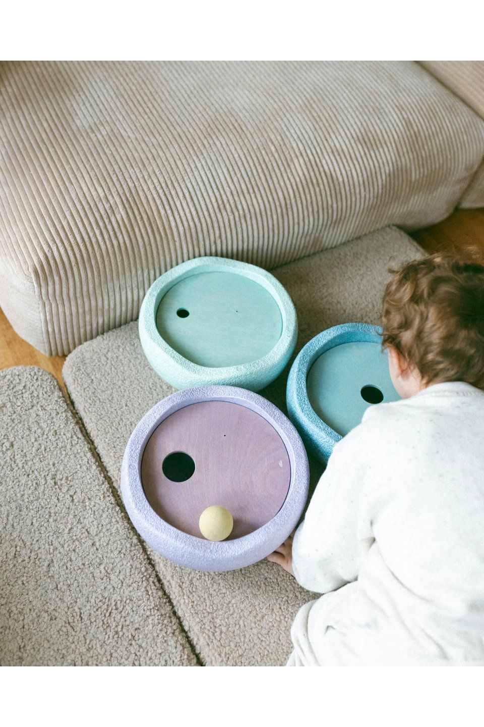 Grimms x Stapelstein Set - Rainbow Pastel | Rolling Discs - Cool Pastel van Stapelstein | Kids Conceptstore Le Fanfare