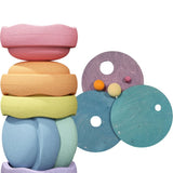 Grimms x Stapelstein Set - Rainbow Pastel | Rolling Discs - Cool Pastel van Stapelstein | Kids Conceptstore Le Fanfare