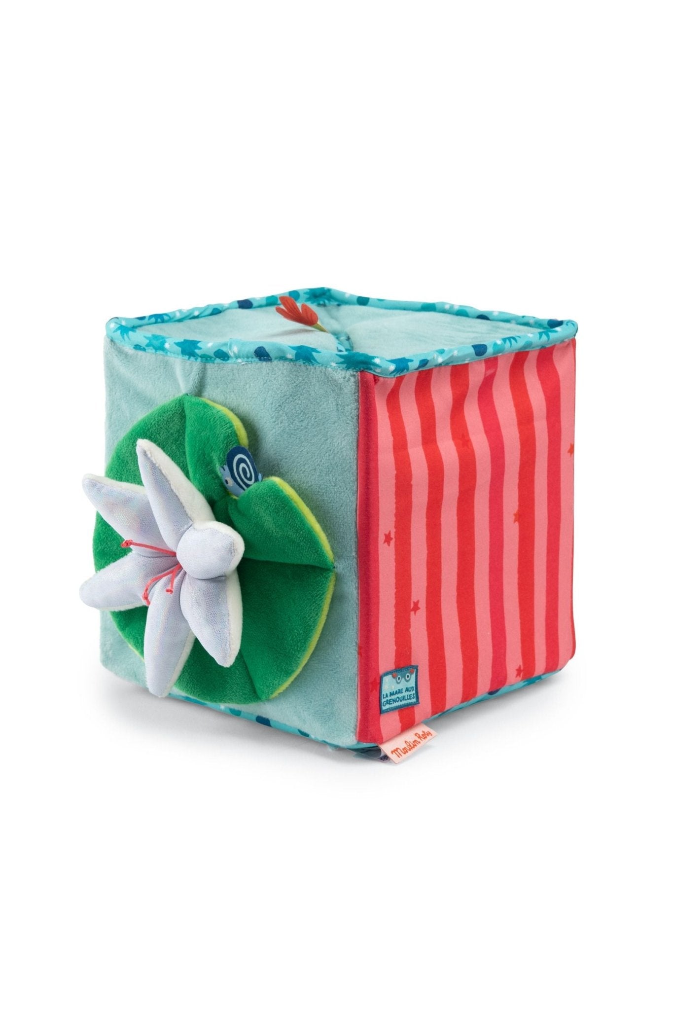 Grote activiteitenblok van stof - La mare aux grenouilles van Moulin Roty | Kids Conceptstore Le Fanfare