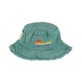 Hat Green With Multicolor Wave Print