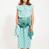 Hat Green With Multicolor Wave Print