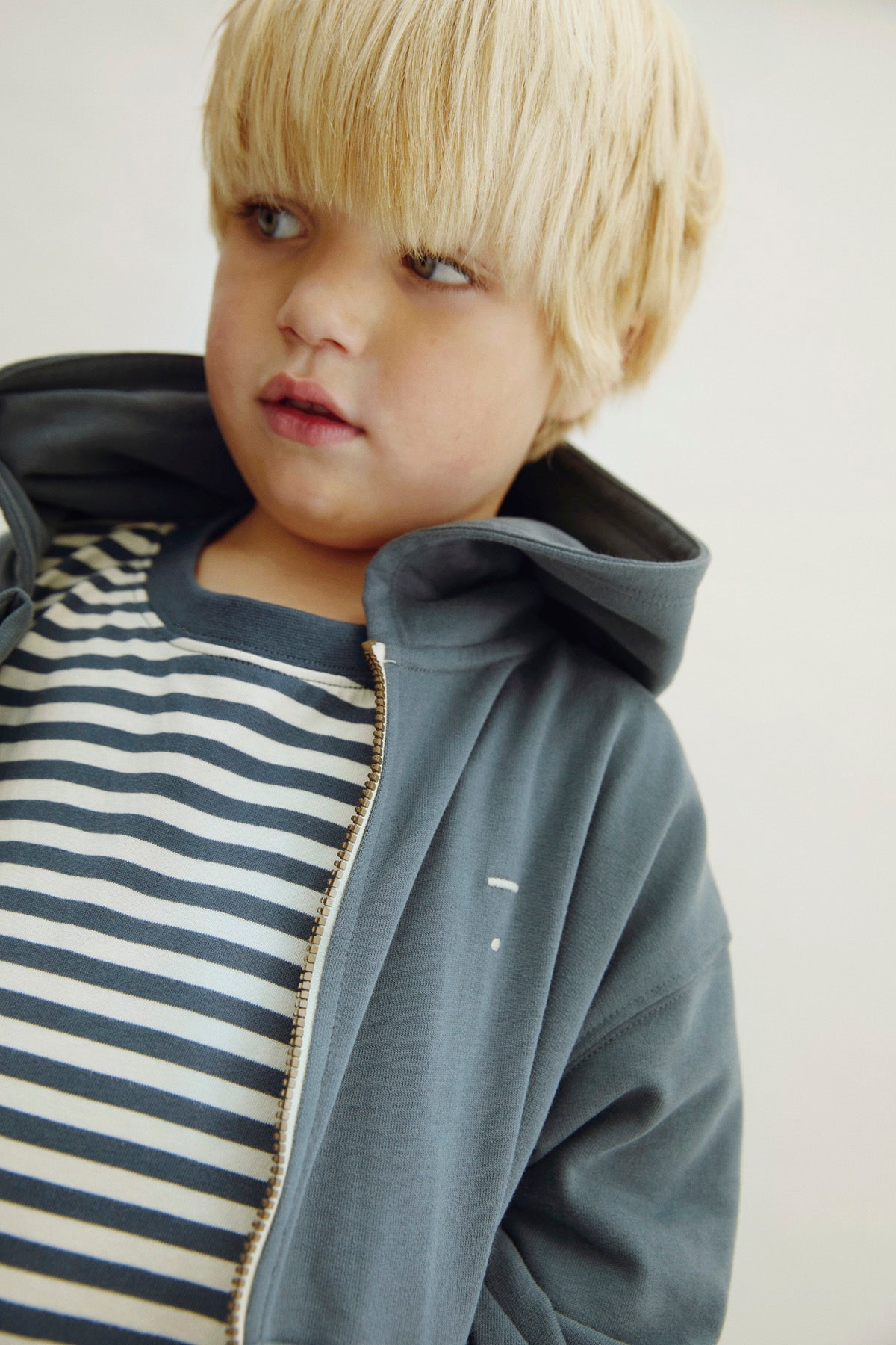 Hooded Cardigan w/ Zip | Blue Grey van Gray Label | Kids Conceptstore Le Fanfare