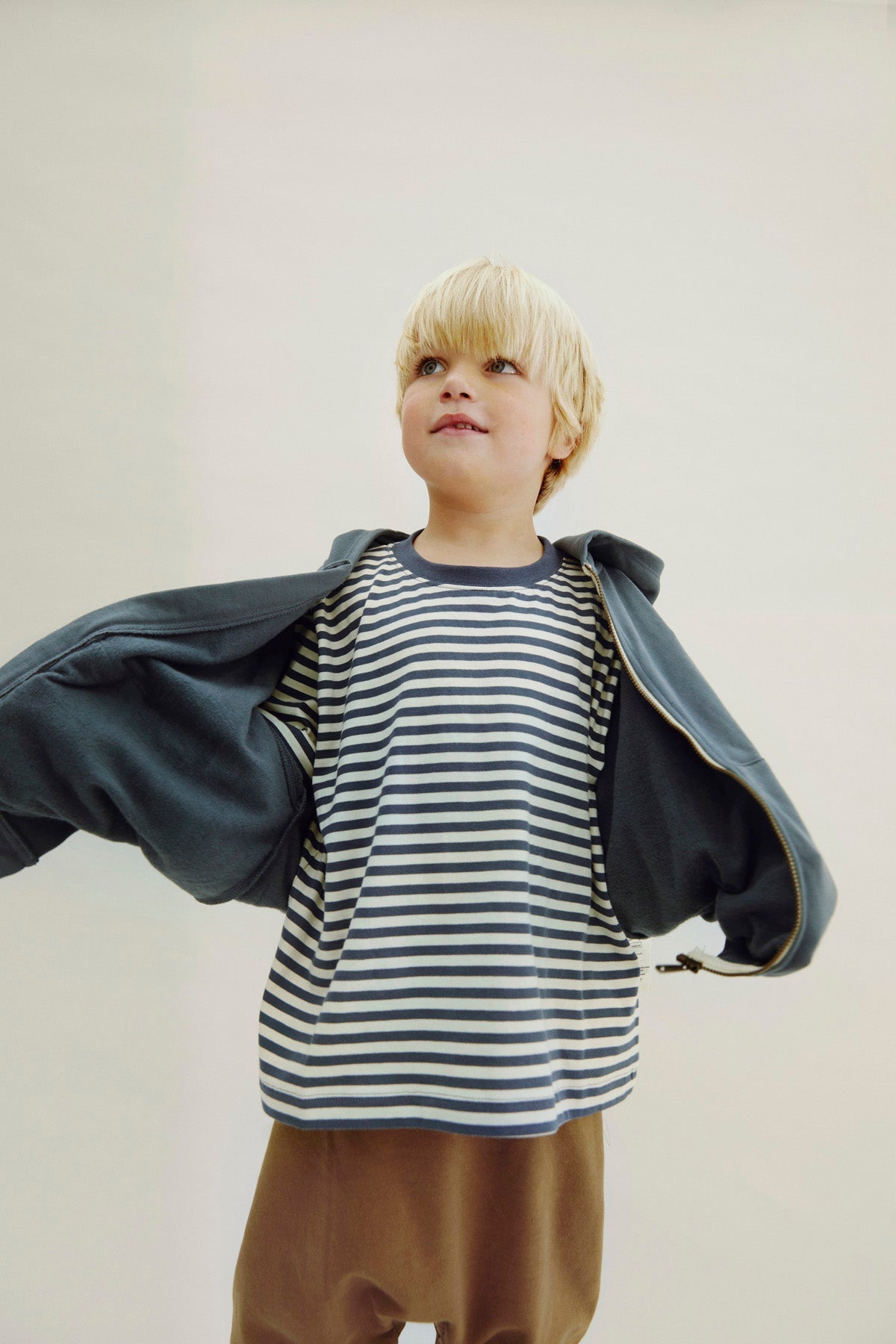 Hooded Cardigan w/ Zip | Blue Grey van Gray Label | Kids Conceptstore Le Fanfare