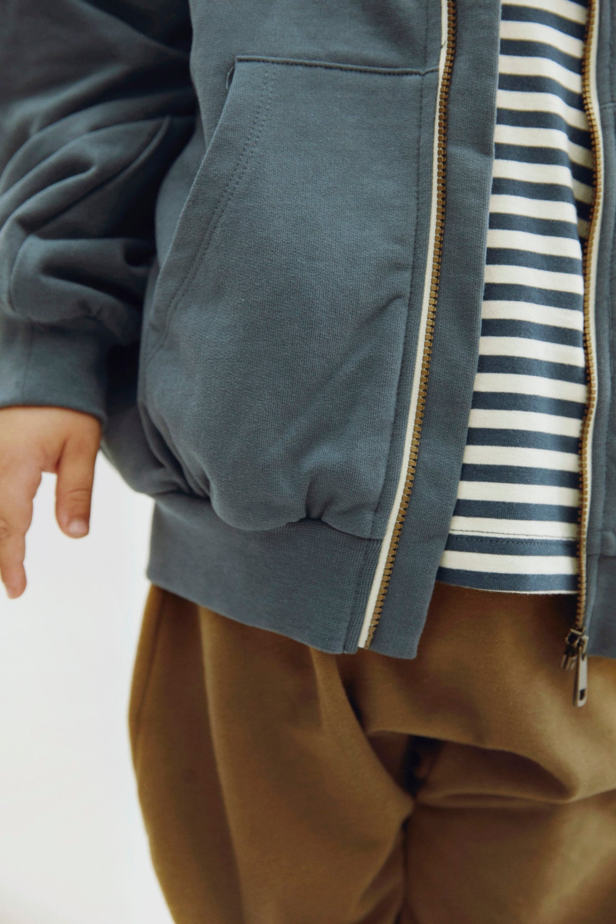 Hooded Cardigan w/ Zip | Blue Grey van Gray Label | Kids Conceptstore Le Fanfare