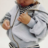 Hooded Cardigan w/ Zip | Grey Melange van Gray Label | Kids Conceptstore Le Fanfare