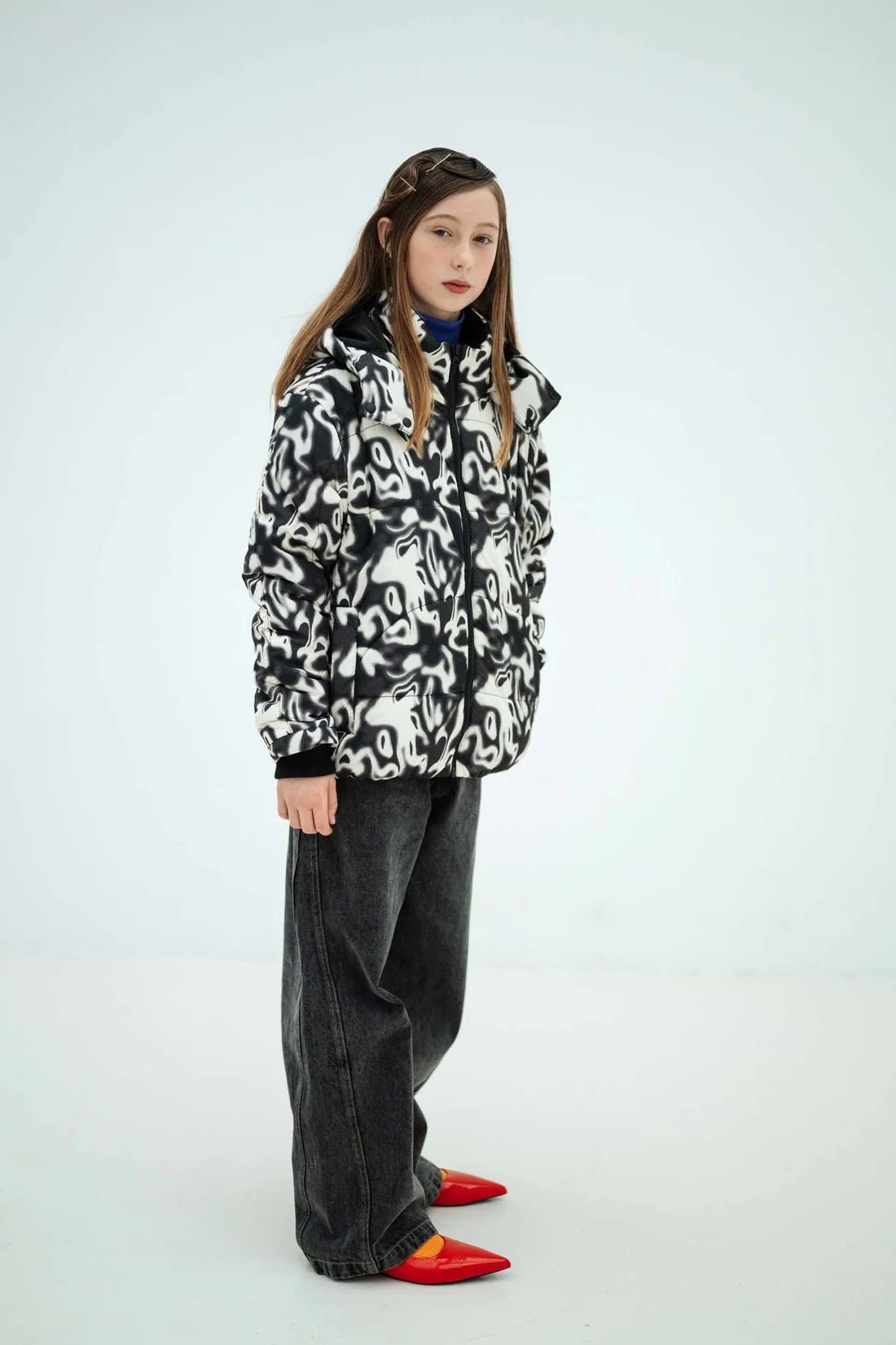 Hooded puffer - Liquid marble van Repose AMS | Kids Conceptstore Le Fanfare