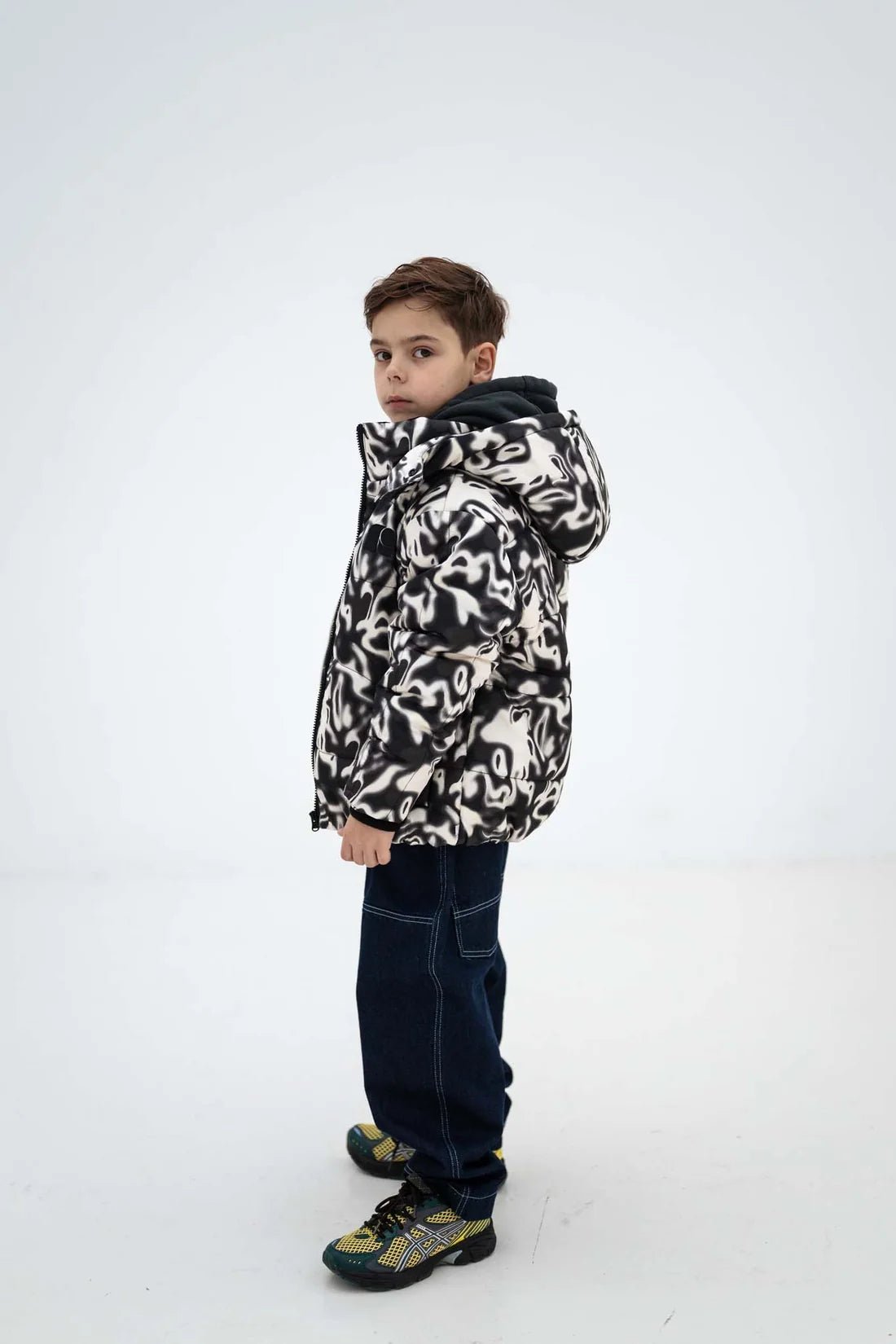 Hooded puffer - Liquid marble van Repose AMS | Kids Conceptstore Le Fanfare