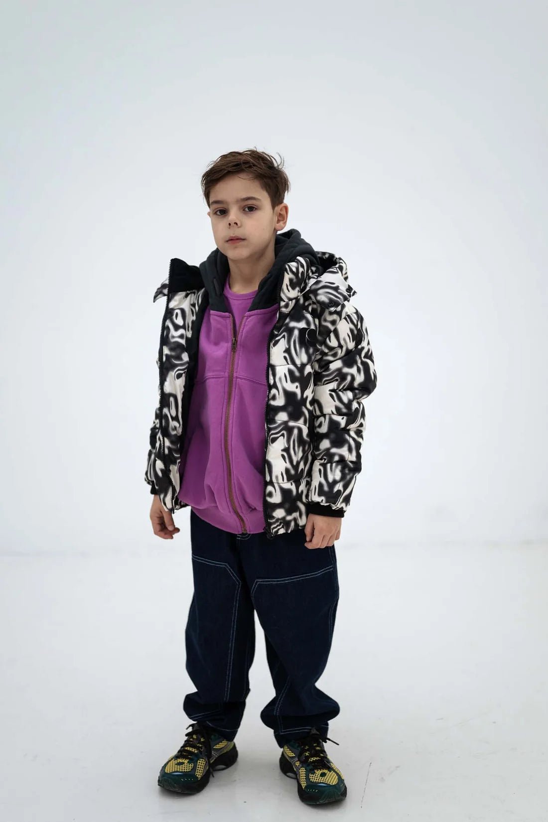 Hooded puffer - Liquid marble van Repose AMS | Kids Conceptstore Le Fanfare