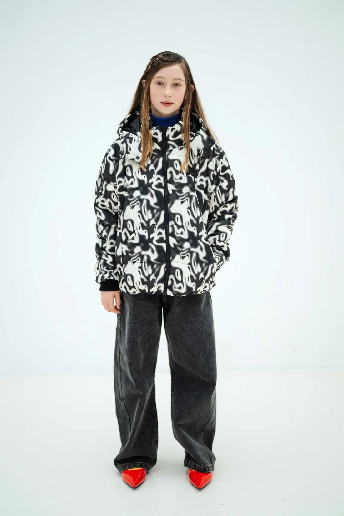 Hooded puffer - Liquid marble van Repose AMS | Kids Conceptstore Le Fanfare