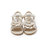 Iles Fields Sandals - Shimmer Buttercup - Silver Metallic Leather van Donsje Amsterdam | Kids Conceptstore Le Fanfare