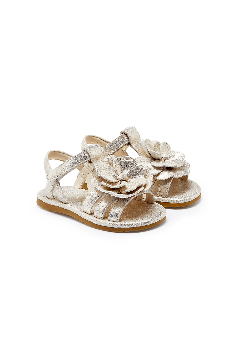 Iles Fields Sandals - Shimmer Buttercup - Silver Metallic Leather van Donsje Amsterdam | Kids Conceptstore Le Fanfare