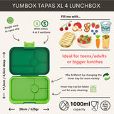 Yumbox Tapas XL met 4-vakken - Palm Green / Solid Lime tray 4 vakken