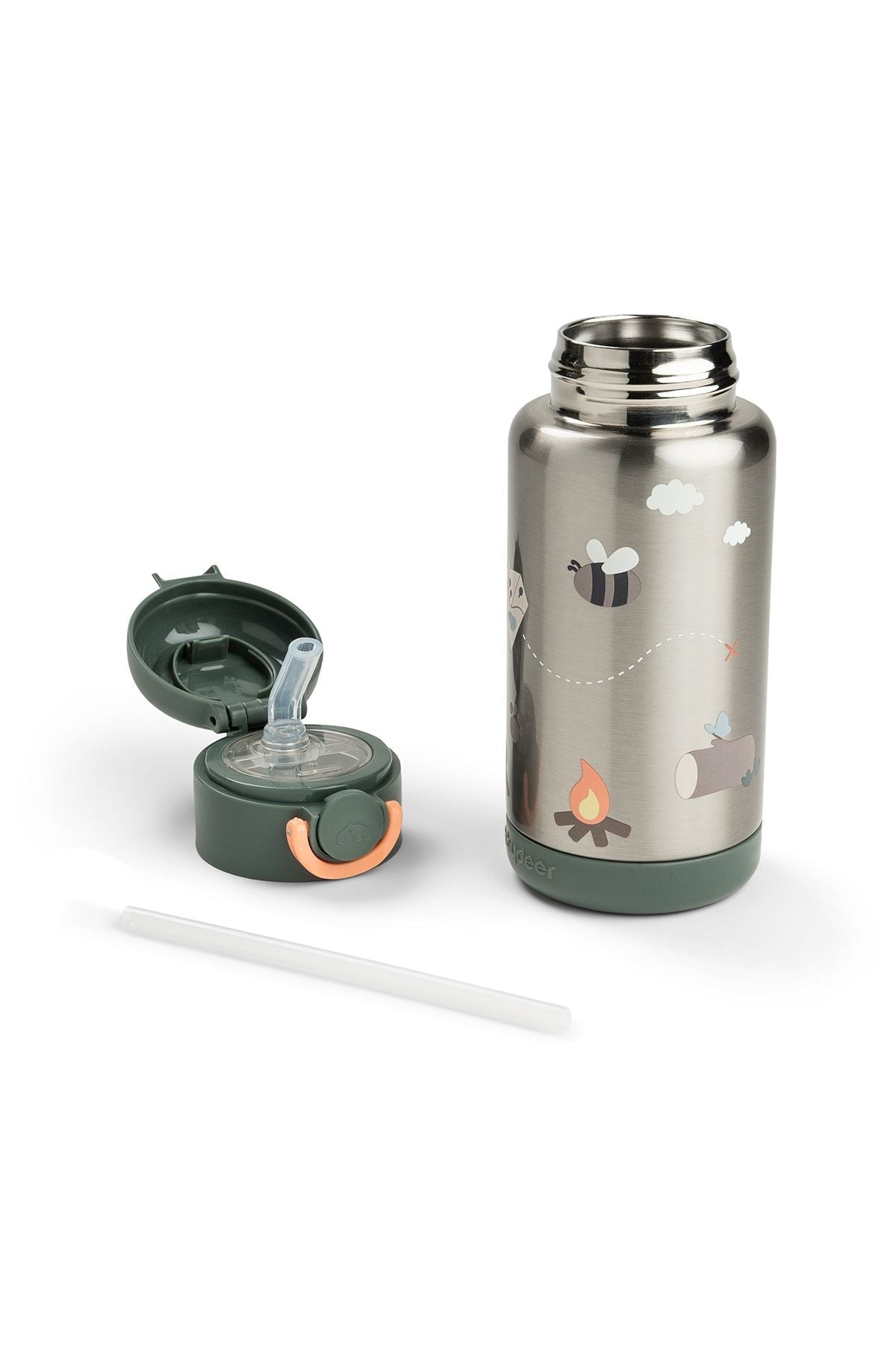 Insulated straw bottle | Tiny trails - Green van Done by Deer | Kids Conceptstore Le Fanfare