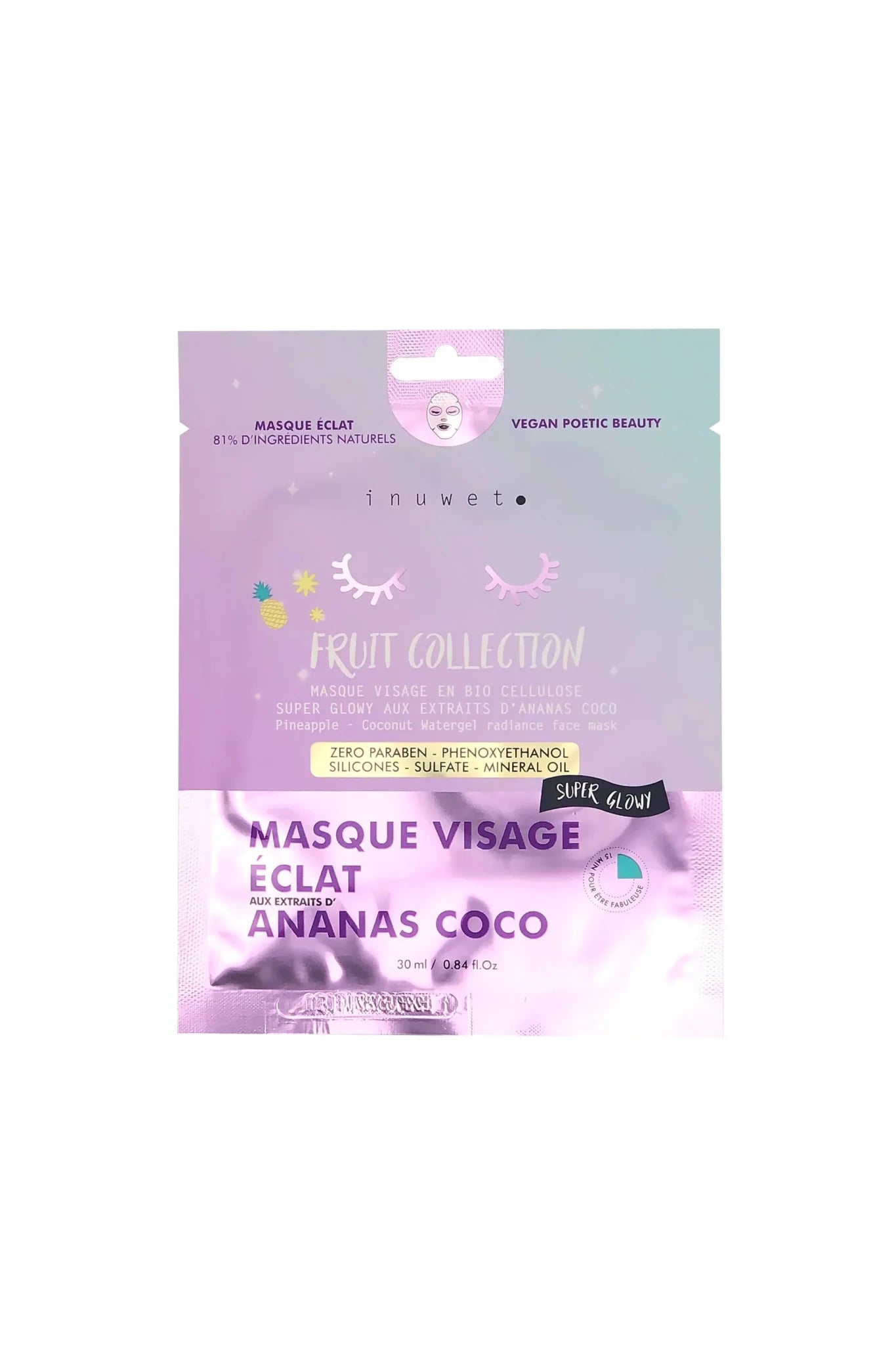 Inuwet Fruit Collection Face Mask - Radiance Pineapple Coco van Inuwet | Kids Conceptstore Le Fanfare