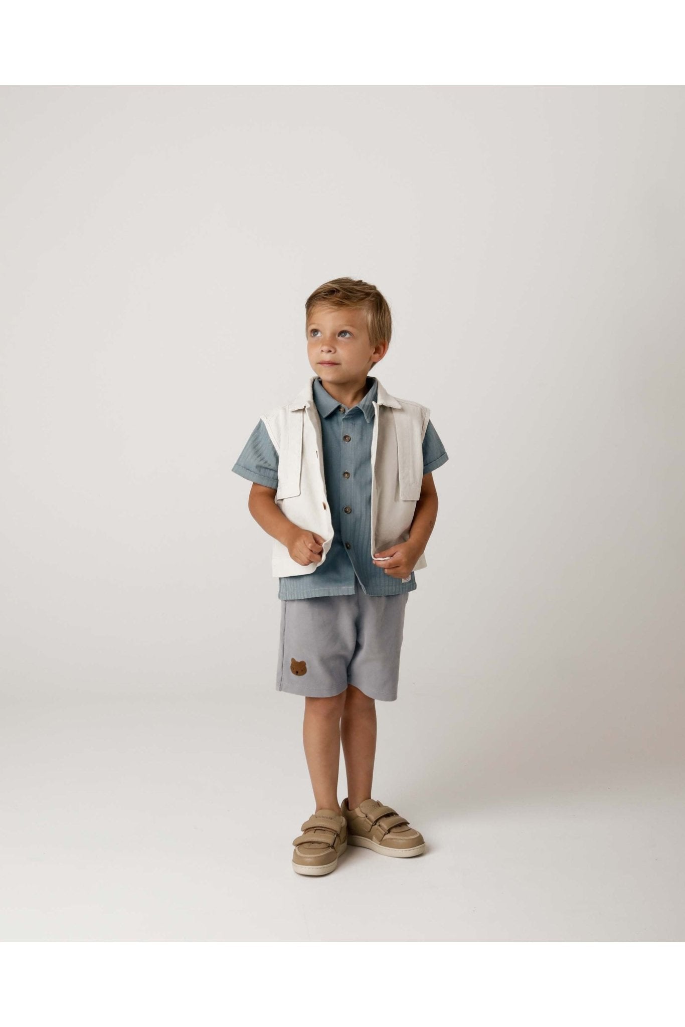 Ithri Shorts - Bear - Foggy Blue van Donsje Amsterdam | Kids Conceptstore Le Fanfare