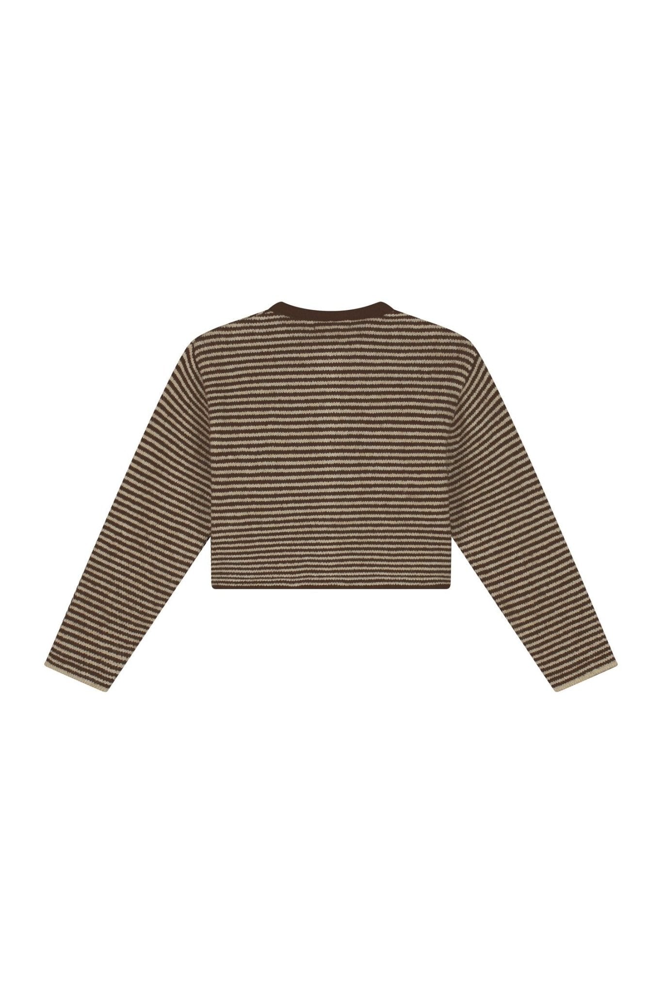 Jade Cardigan - Stripes Brown/Ecru van Charlie Petite | Kids Conceptstore Le Fanfare