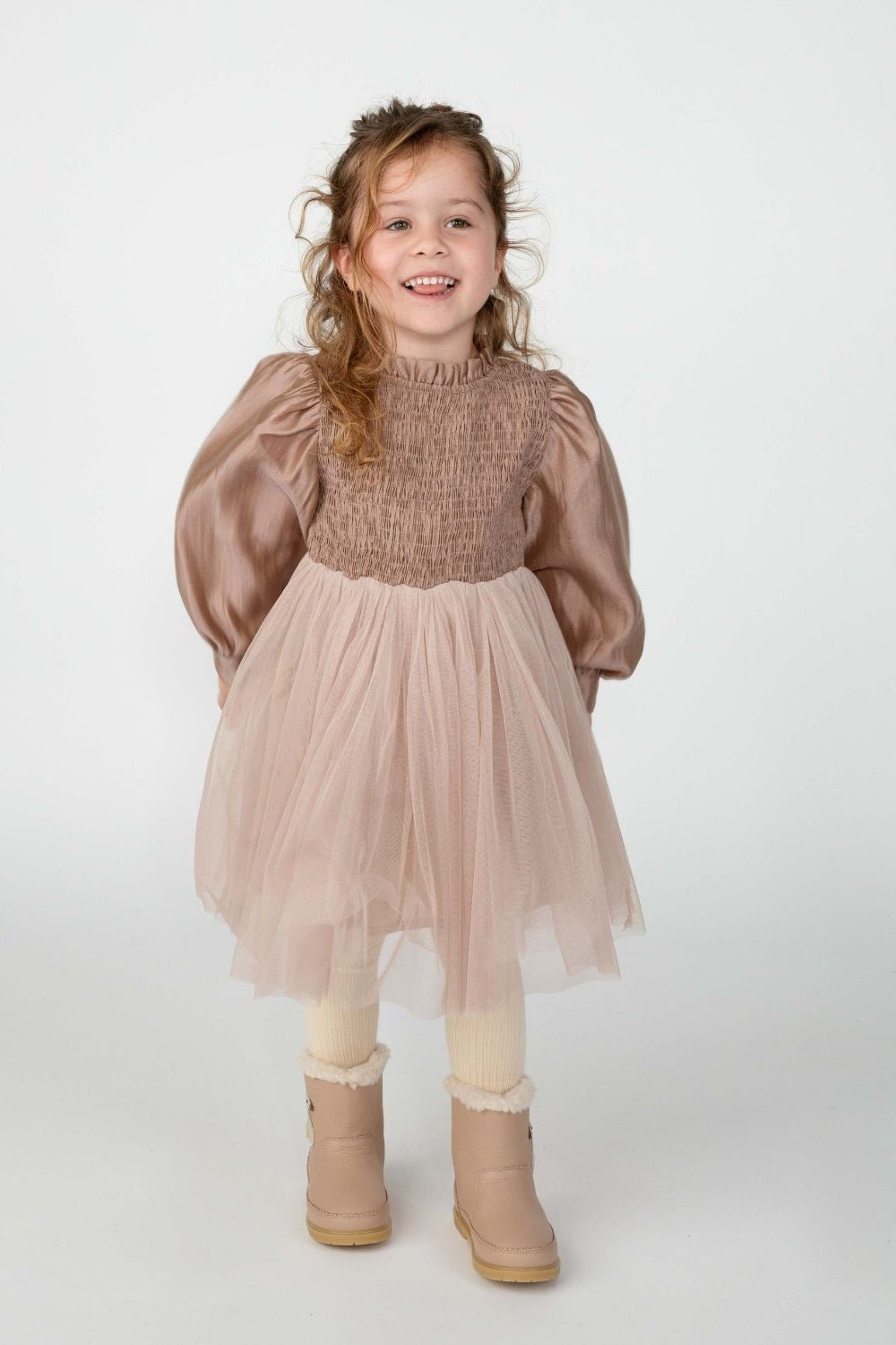 Janice Dress - Rose Brown van Donsje Amsterdam | Kids Conceptstore Le Fanfare