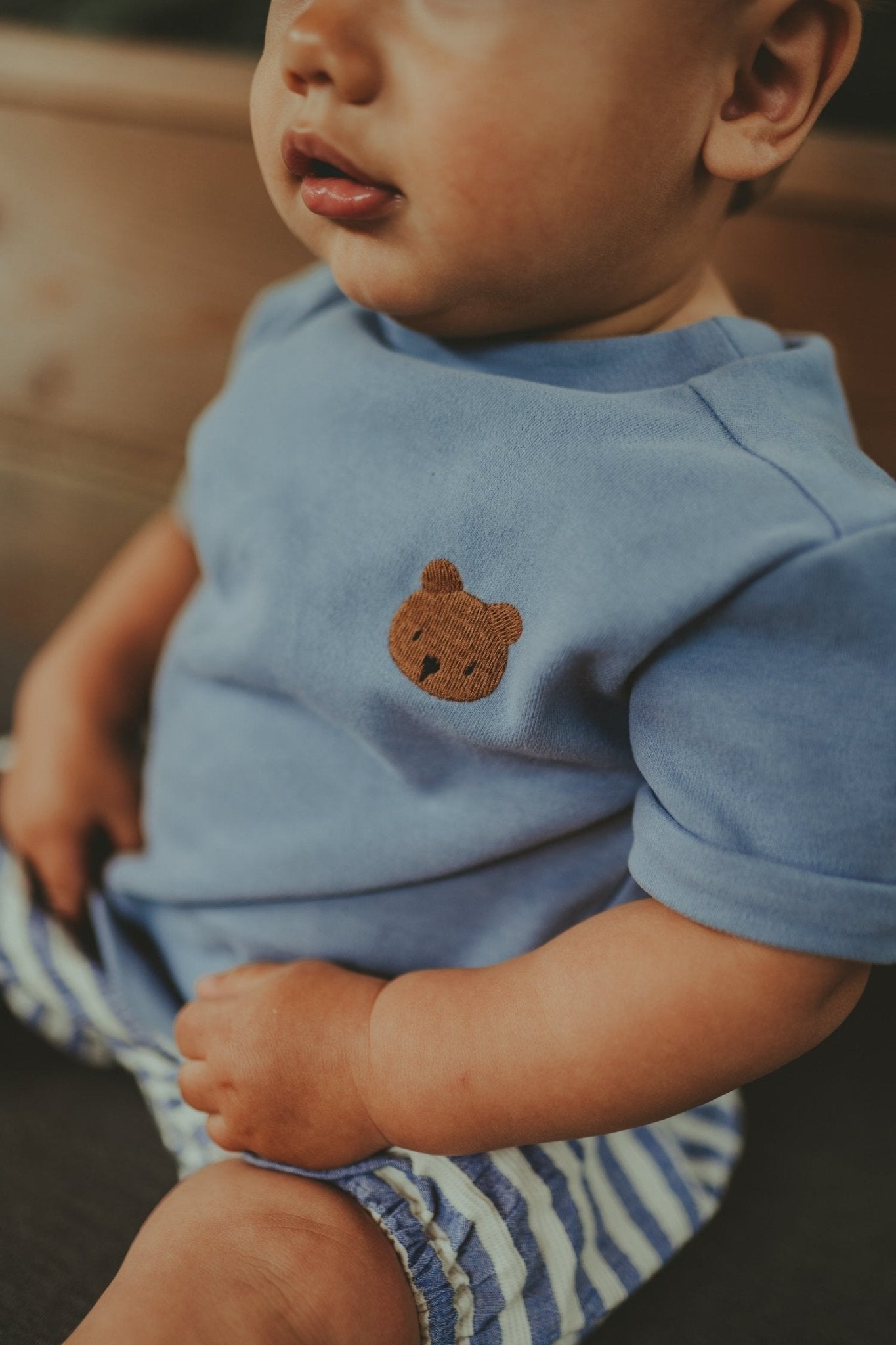 Jarne T-shirt - Bear - Foggy Blue van Donsje Amsterdam | Kids Conceptstore Le Fanfare