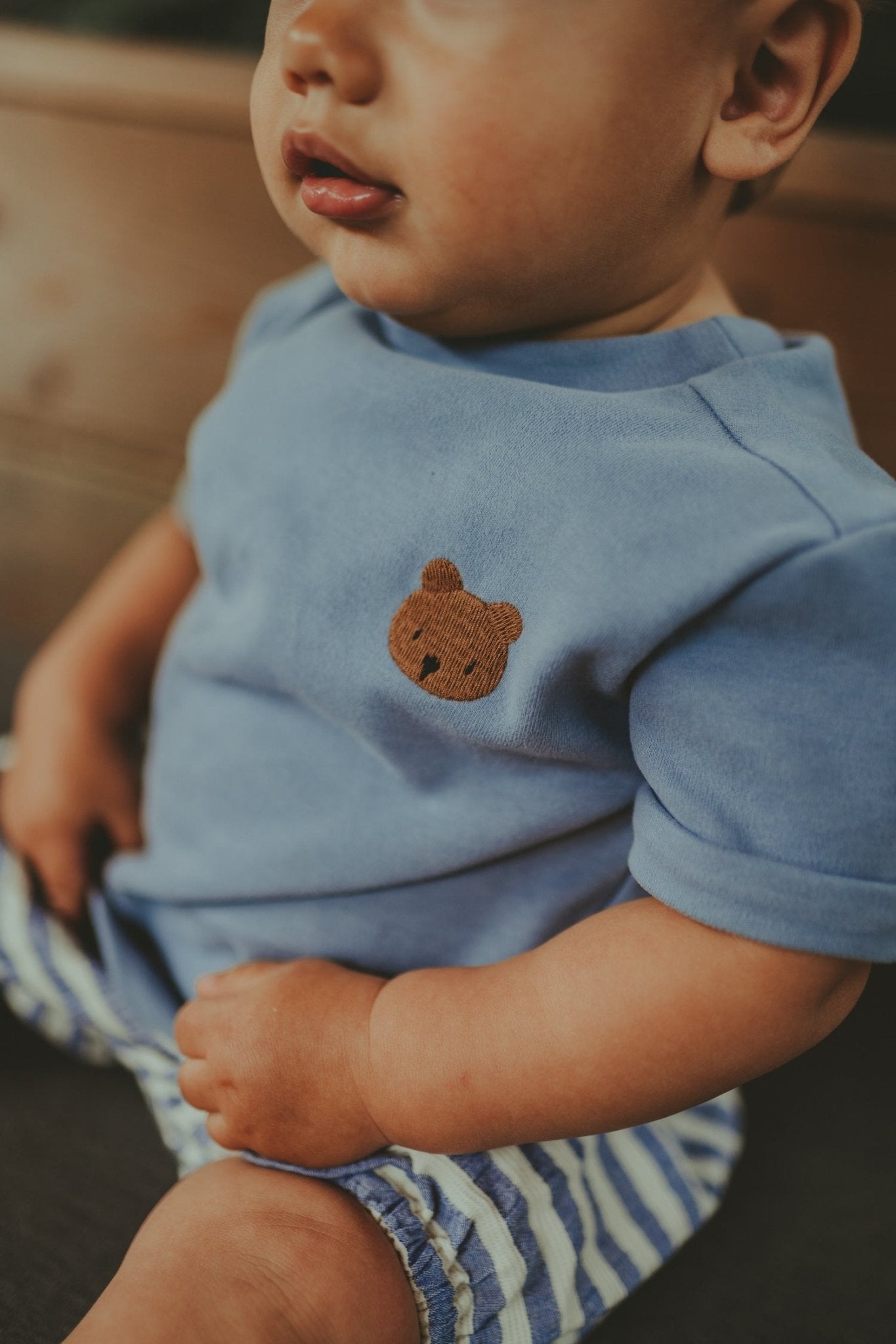 Jarne T-shirt - Bear - Foggy Blue van Donsje Amsterdam | Kids Conceptstore Le Fanfare