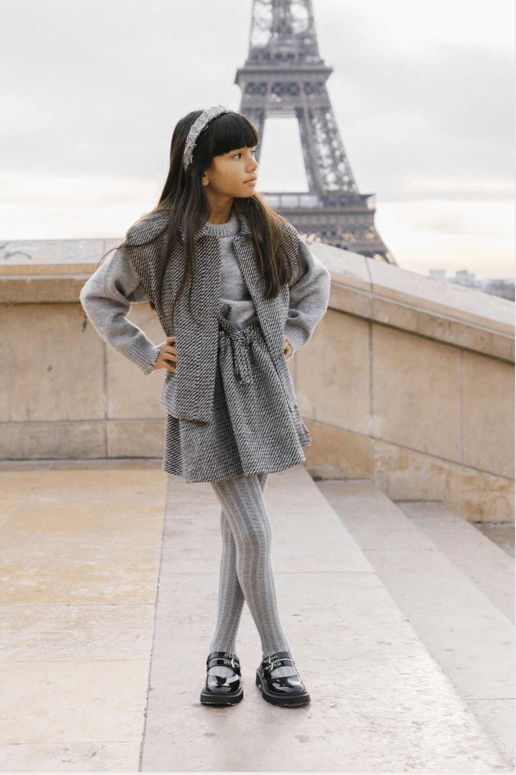 Jolé Tights - Grey Melange van Charlie Petite | Kids Conceptstore Le Fanfare