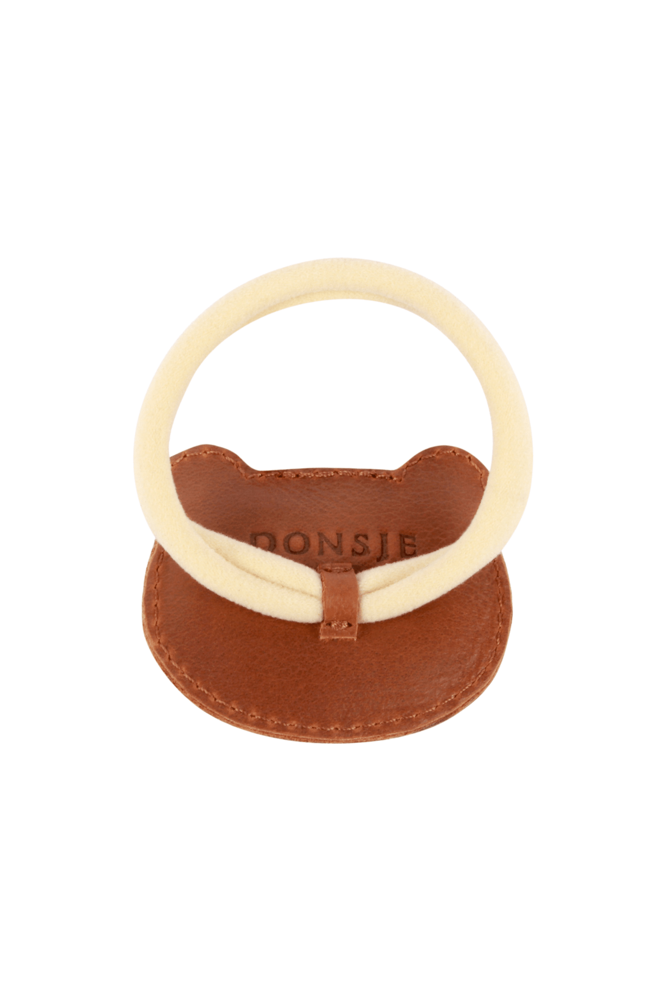 Josy Classic Hair Tie - Bear - Cognac Classic Leather van Donsje Amsterdam | Kids Conceptstore Le Fanfare