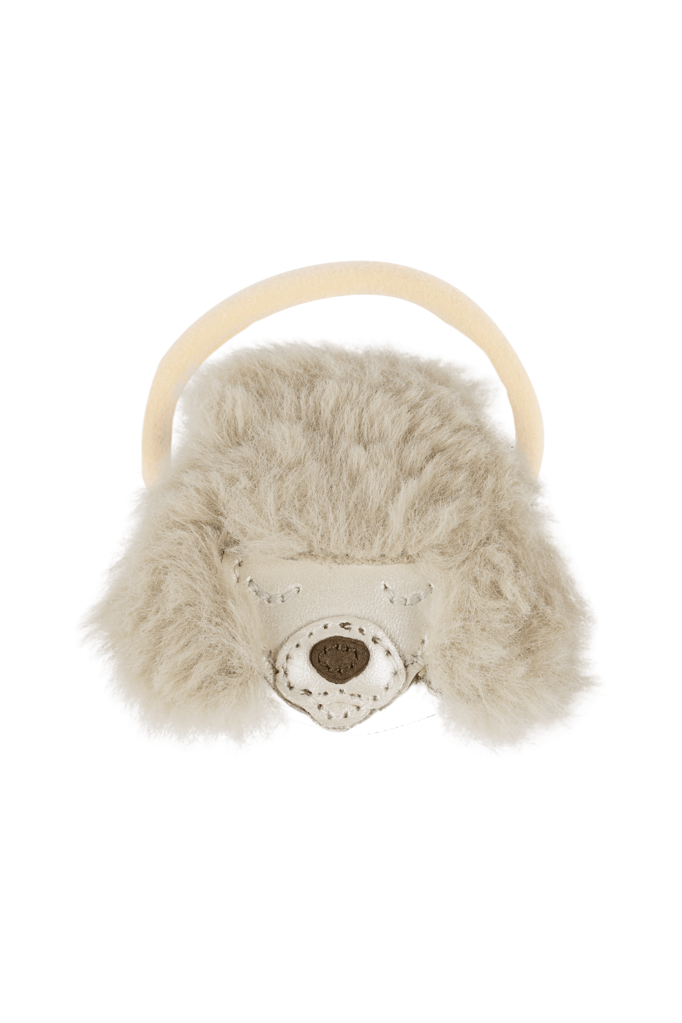 Josy Exclusive Hair Tie - Poodle - Off White Metallic Leather van Donsje Amsterdam | Kids Conceptstore Le Fanfare