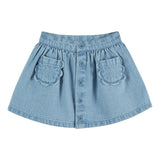 Jupe denim poches fleurs - Bleu delave van Emile et Ida | Kids Conceptstore Le Fanfare