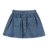 Jupe Poche Fleurs Denim Raye - Denim Raye van Emile et Ida | Kids Conceptstore Le Fanfare