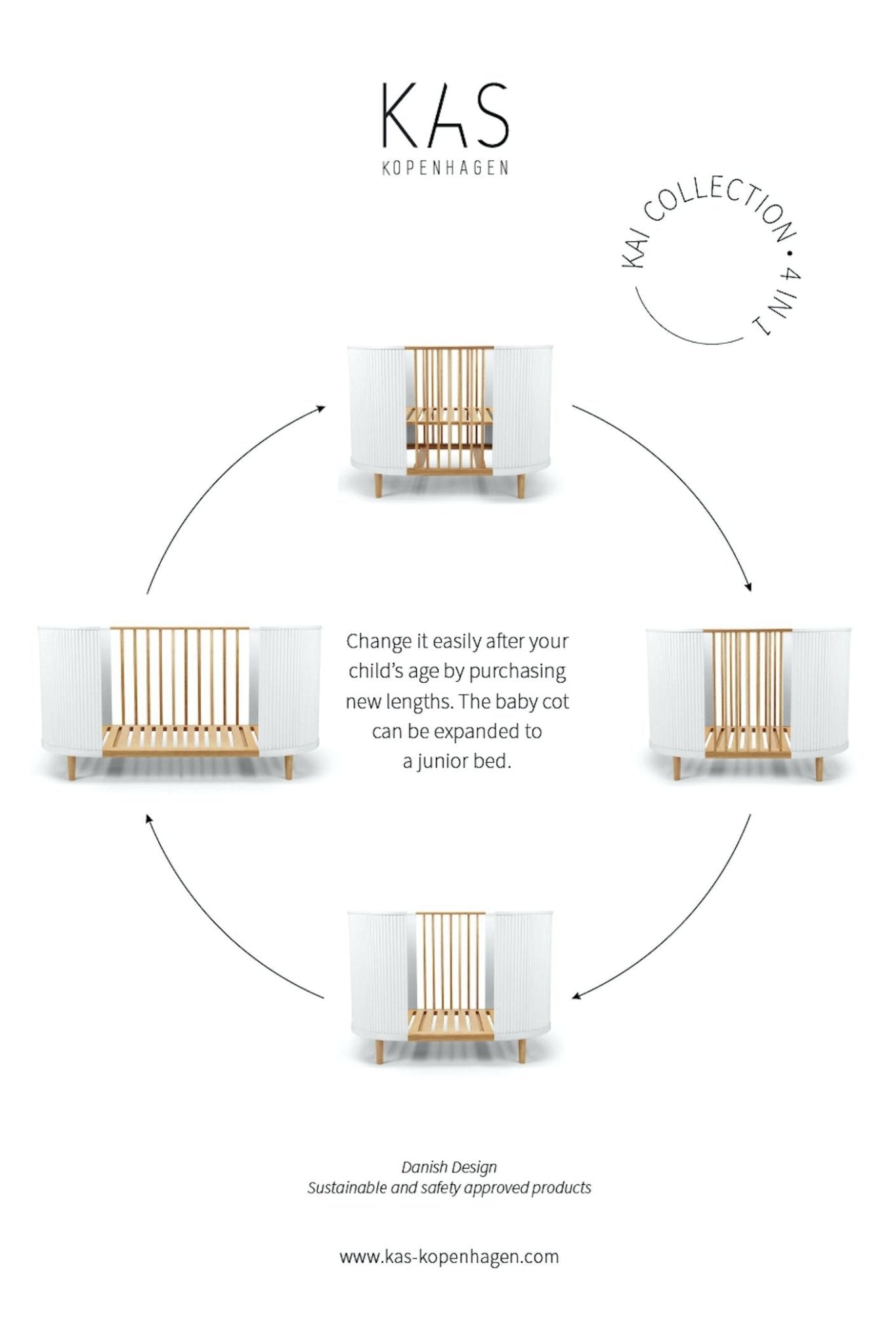 Kai baby cot - Cream oak van KAS Kopenhagen | Kids Conceptstore Le Fanfare