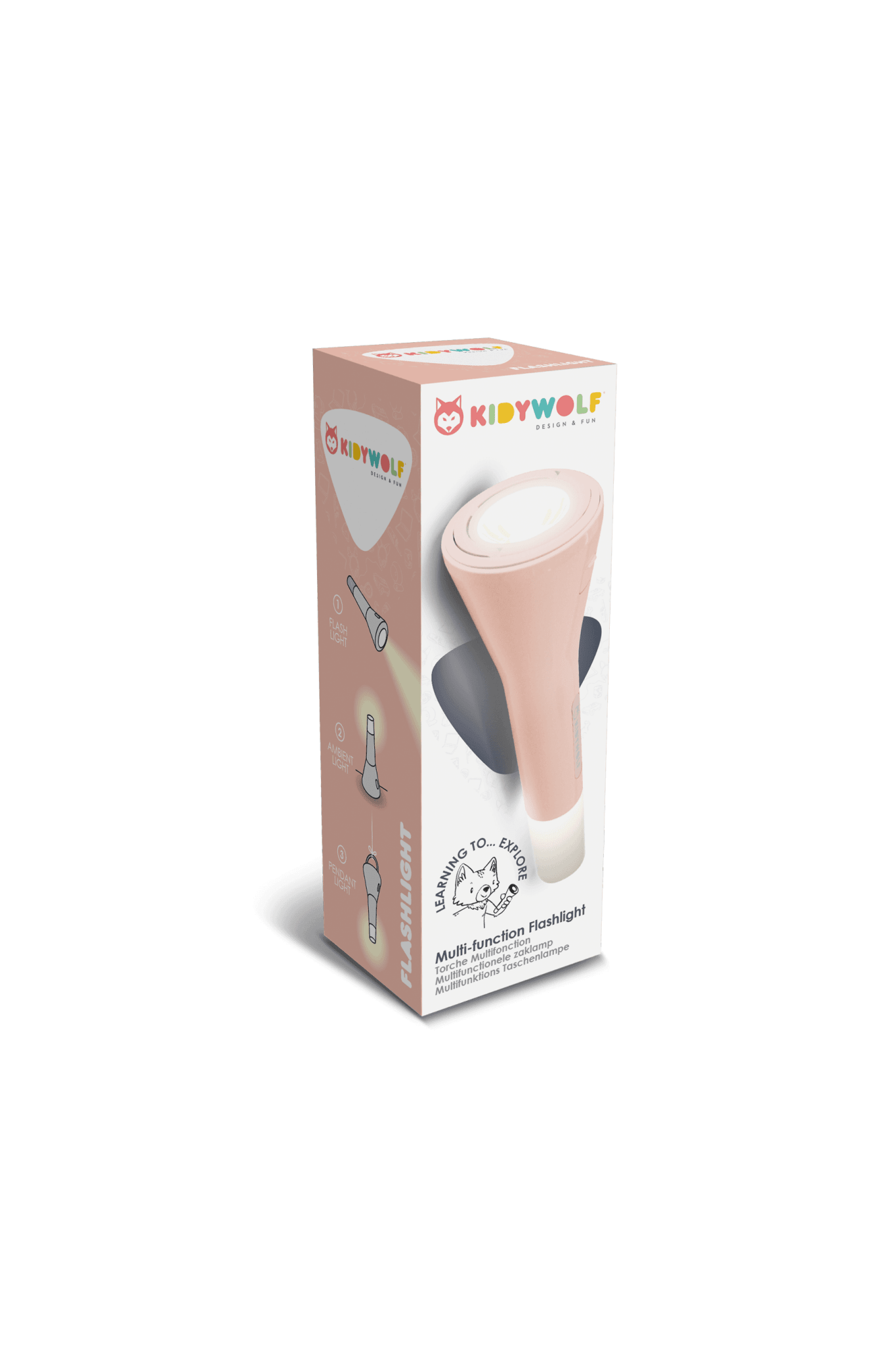 Kidywolf 3-in-1 zaklamp roze van Kidywolf | Kids Conceptstore Le Fanfare