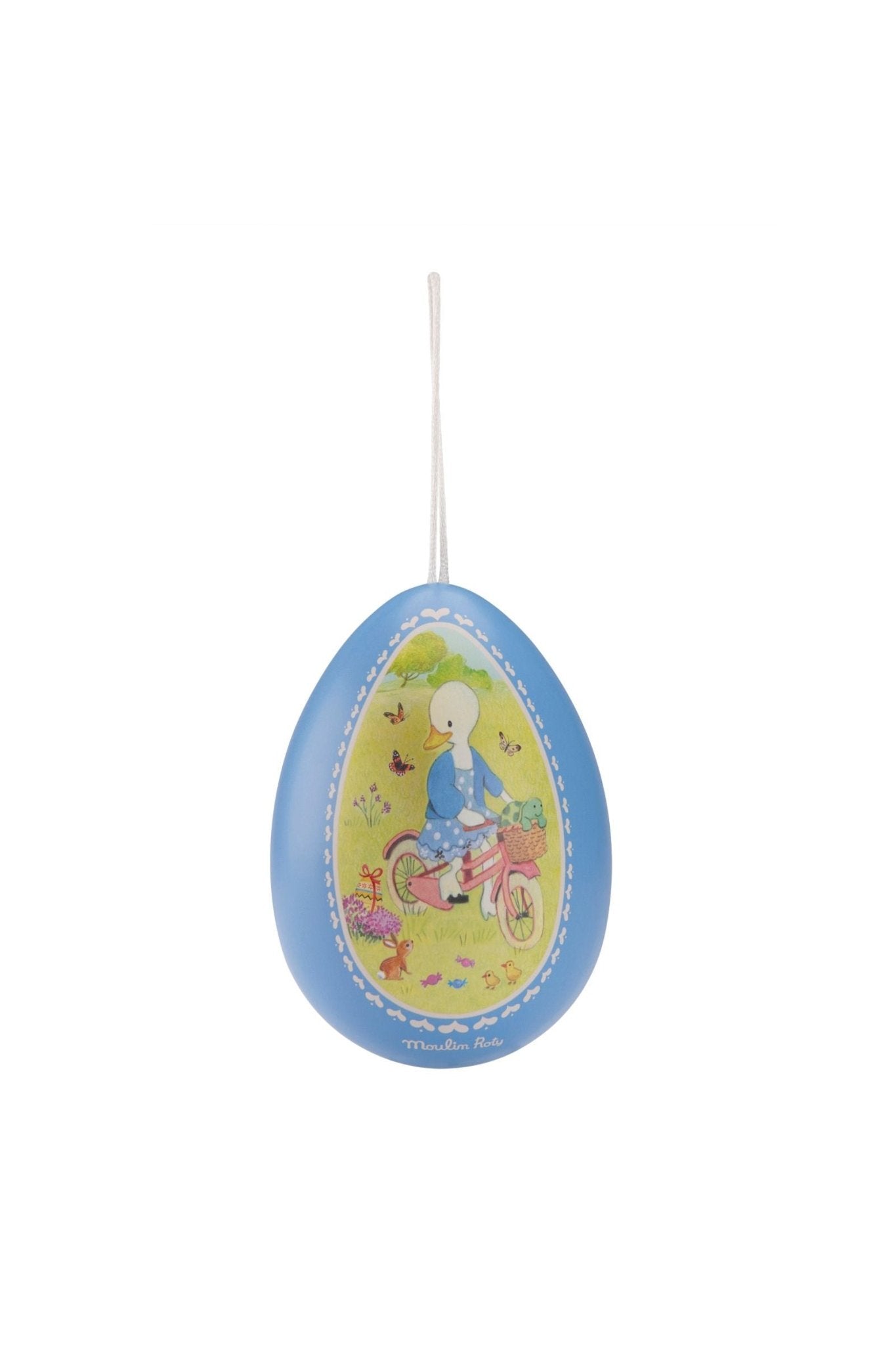 Klein blauw metalen ei - La Grande famille van Moulin Roty | Kids Conceptstore Le Fanfare