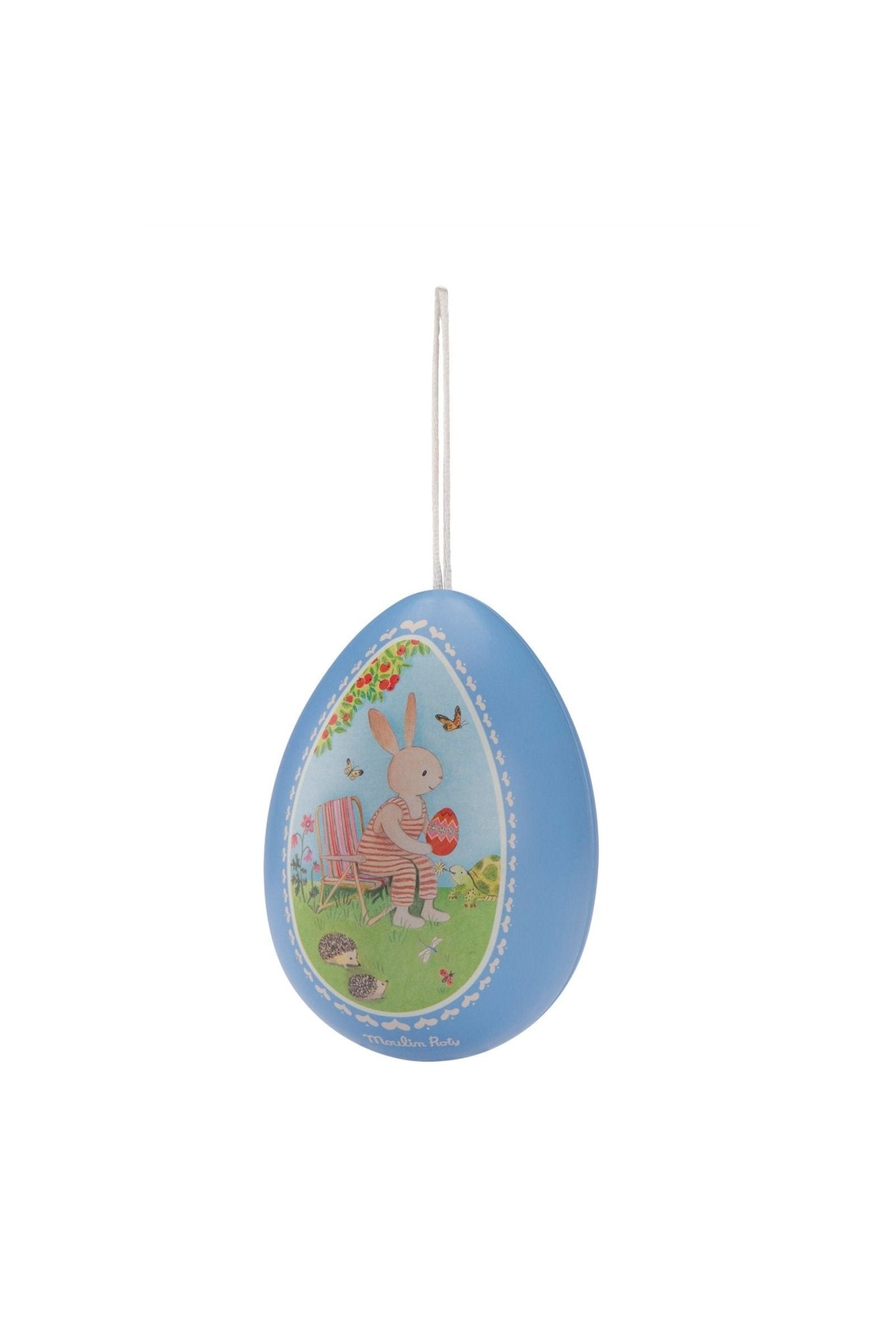 Klein blauw metalen ei - La Grande famille van Moulin Roty | Kids Conceptstore Le Fanfare