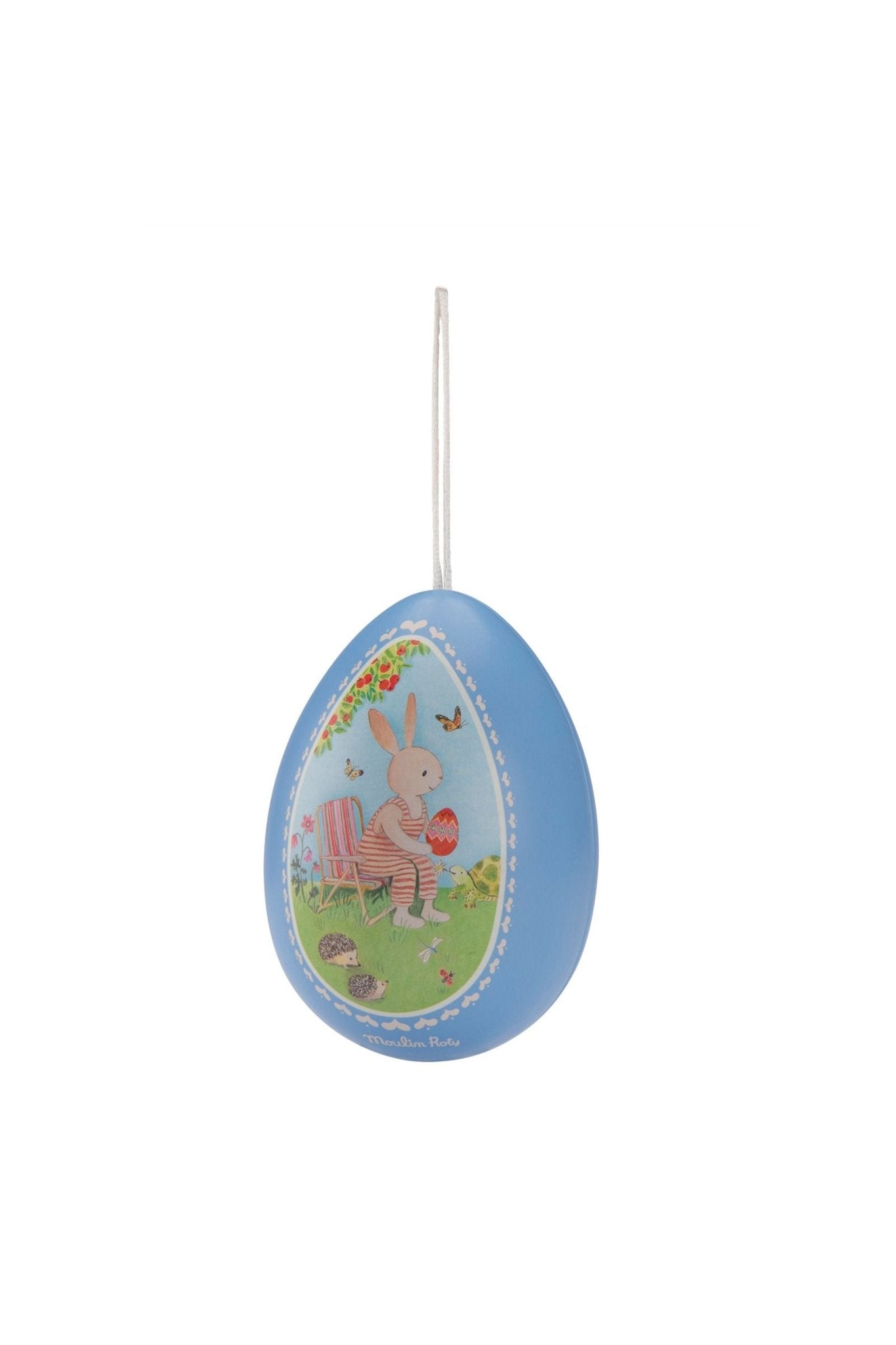 Klein blauw metalen ei - La Grande famille van Moulin Roty | Kids Conceptstore Le Fanfare