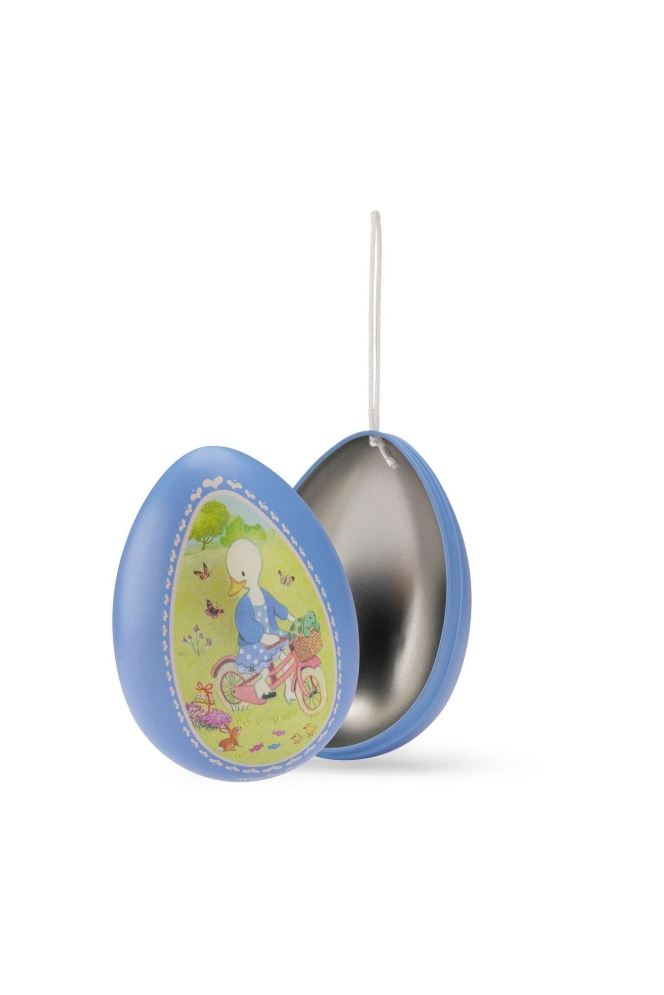 Klein blauw metalen ei - La Grande famille van Moulin Roty | Kids Conceptstore Le Fanfare