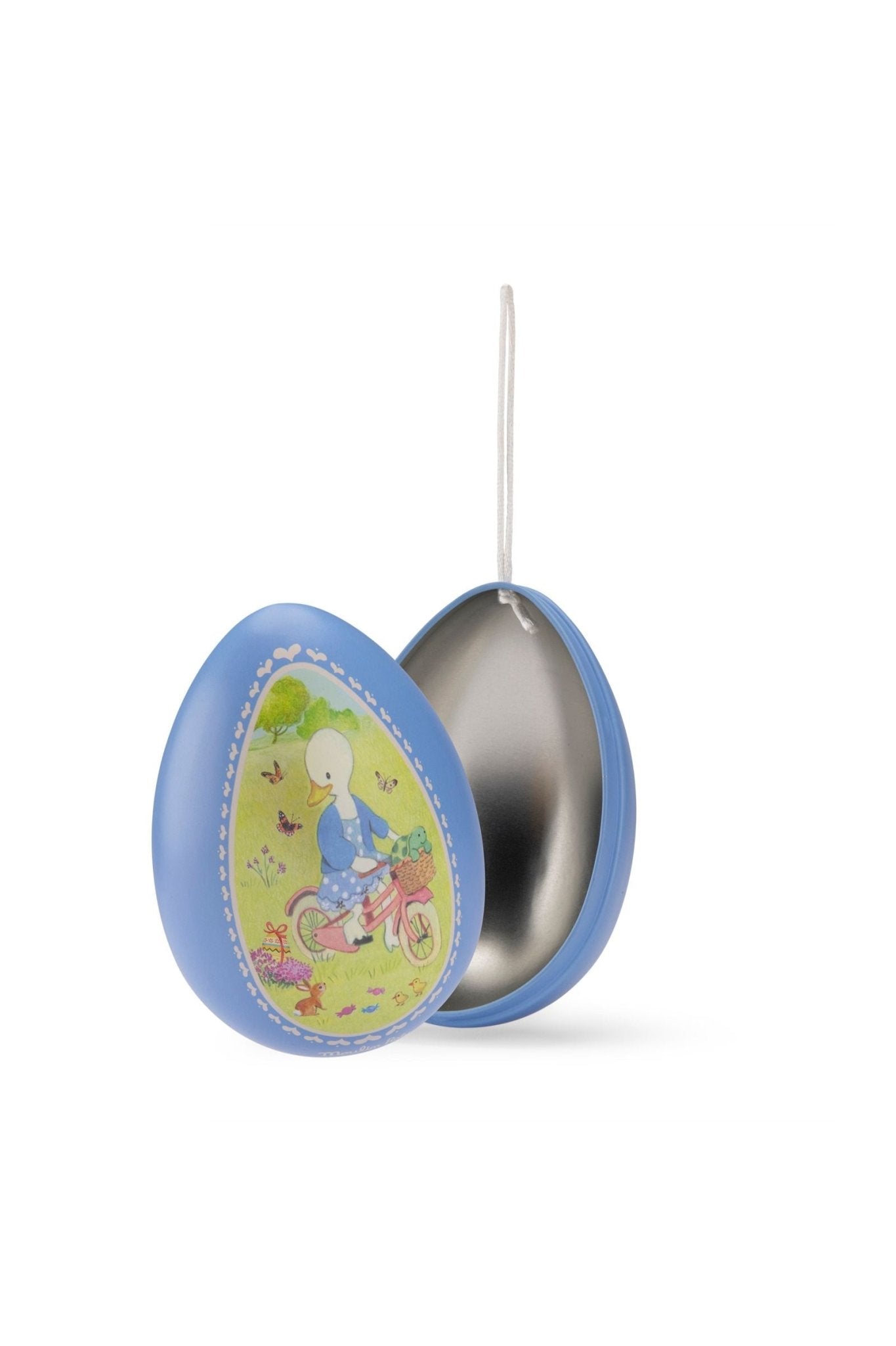 Klein blauw metalen ei - La Grande famille van Moulin Roty | Kids Conceptstore Le Fanfare