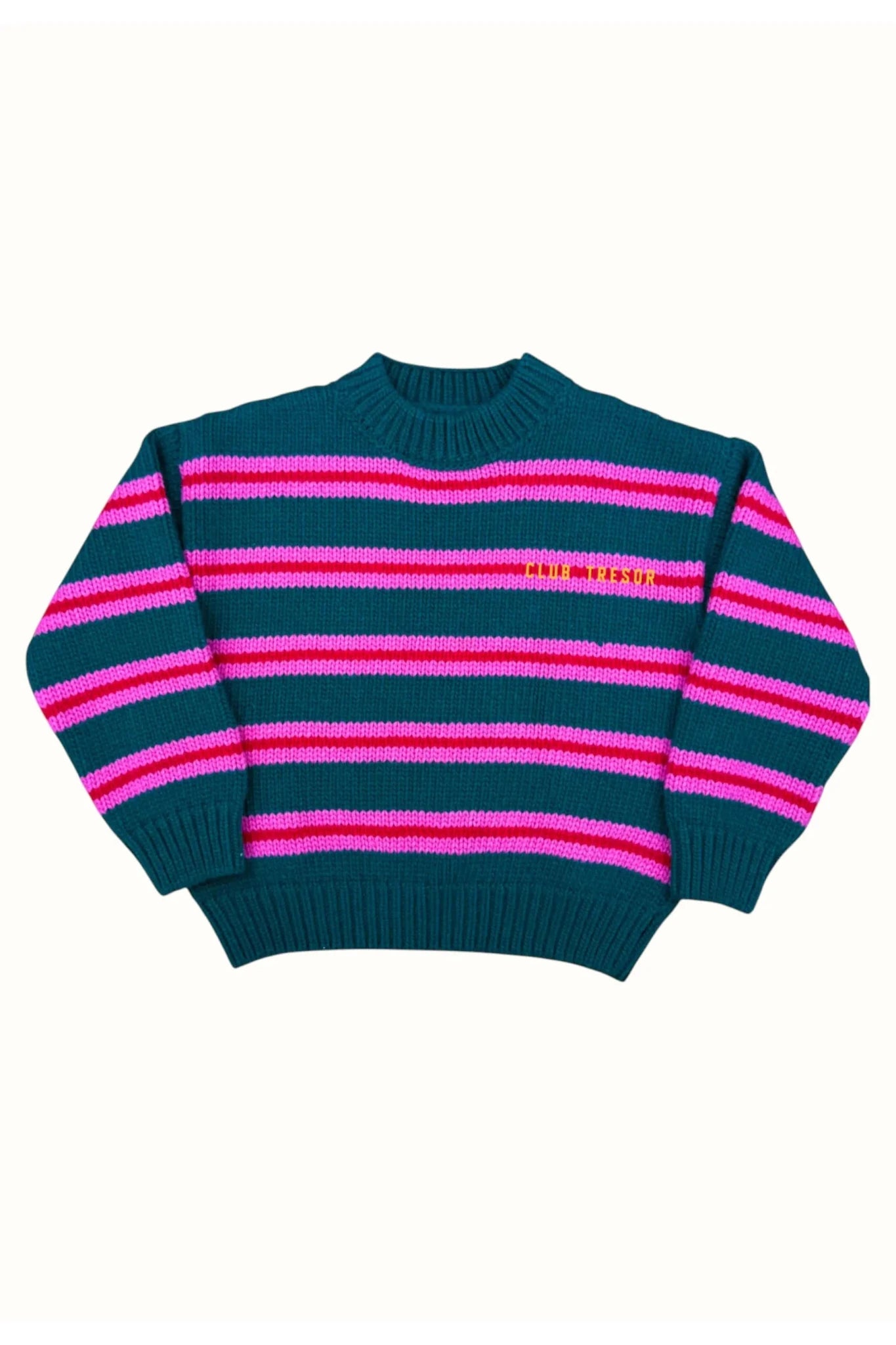 Knit Heritage Sweater - Green / Pink van Club Trésor | Kids Conceptstore Le Fanfare