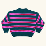 Knit Heritage Sweater - Green / Pink van Club Trésor | Kids Conceptstore Le Fanfare