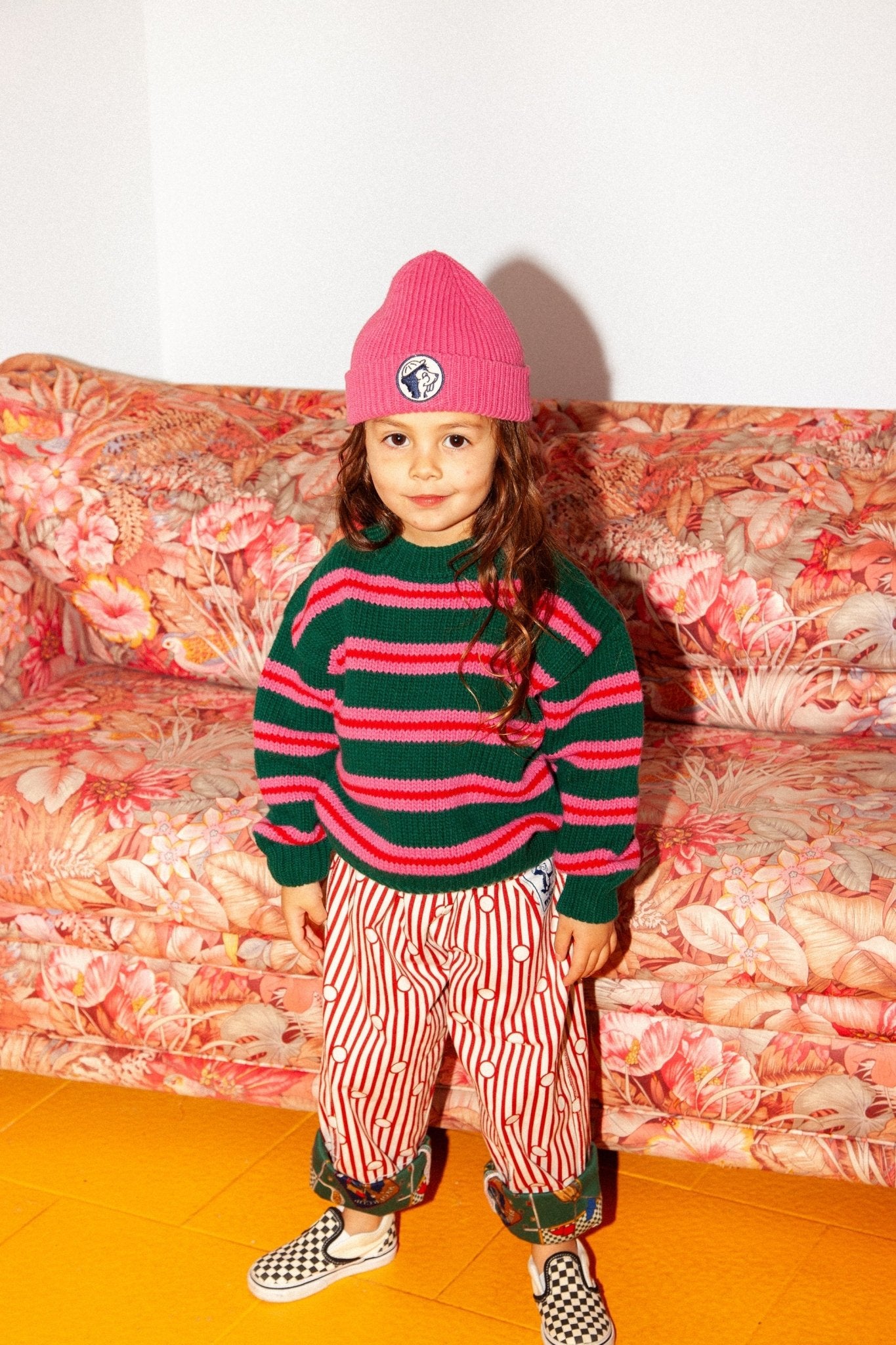 Knit Heritage Sweater - Green / Pink van Club Trésor | Kids Conceptstore Le Fanfare
