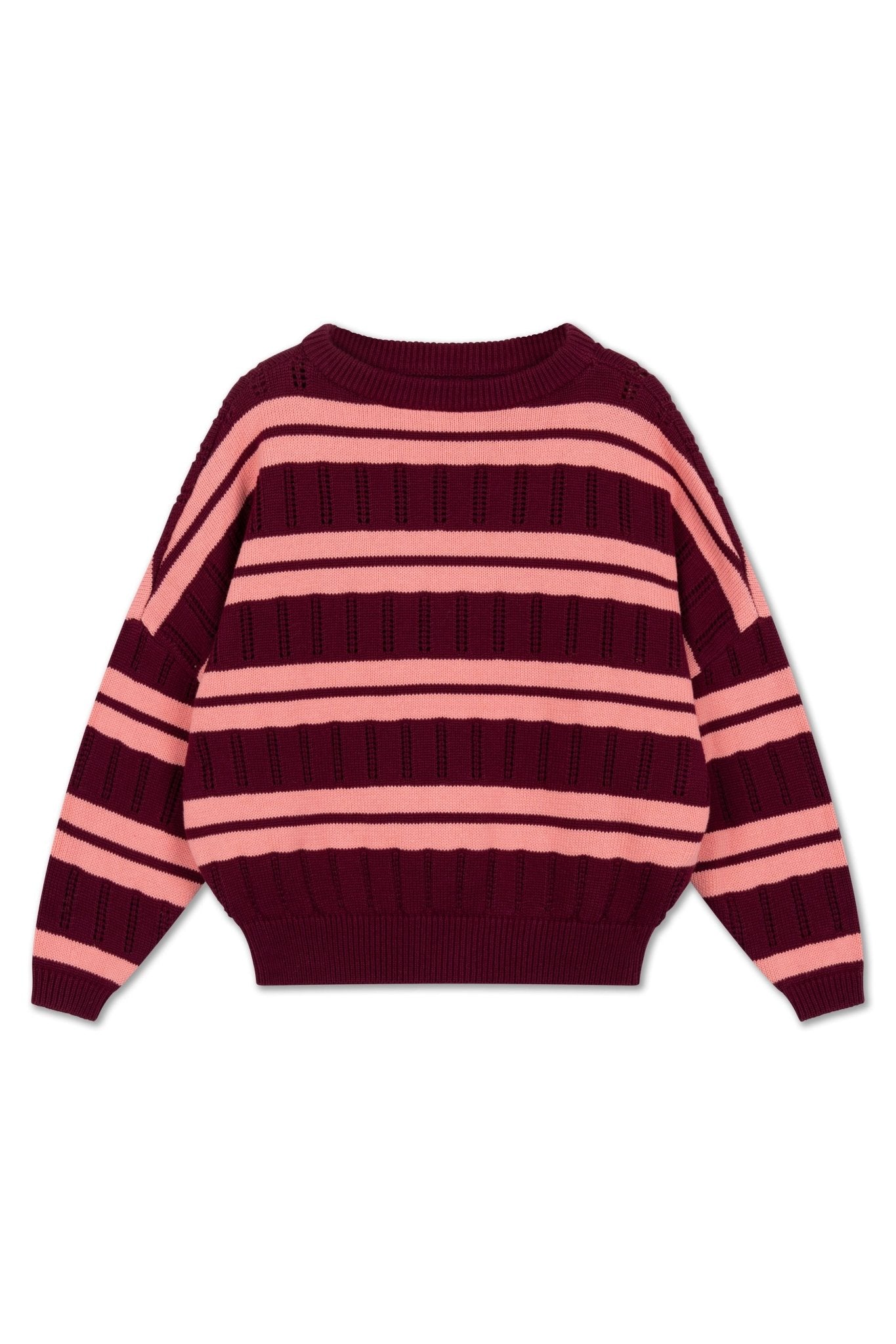 Knit slouchy sweater - Mulberry flamingo ajour van Repose AMS | Kids Conceptstore Le Fanfare