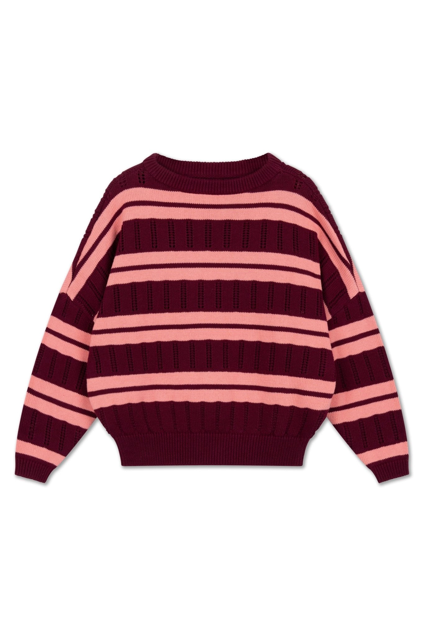 Knit slouchy sweater - Mulberry flamingo ajour van Repose AMS | Kids Conceptstore Le Fanfare