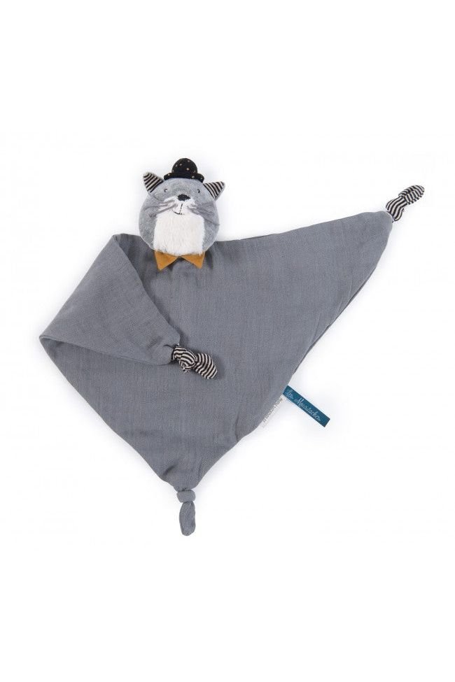 Knuffeldoekje Kat Licht Grijs Les Moustaches van Moulin Roty | Kids Conceptstore Le Fanfare