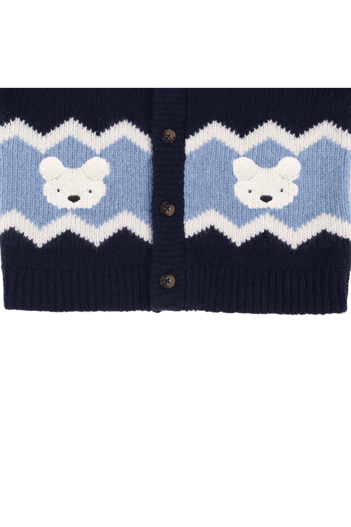 Kwinten Merino Wool Cardigan | Polar Bears - Navy Blue van Donsje Amsterdam | Kids Conceptstore Le Fanfare