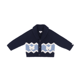 Kwinten Merino Wool Cardigan | Polar Bears - Navy Blue van Donsje Amsterdam | Kids Conceptstore Le Fanfare