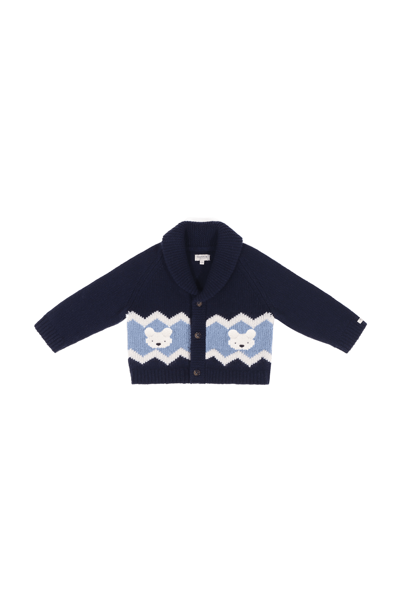 Kwinten Merino Wool Cardigan | Polar Bears - Navy Blue van Donsje Amsterdam | Kids Conceptstore Le Fanfare