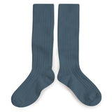 La Haute - Ribbed Knee-high Socks - Bleu Cendre van Collegien | Kids Conceptstore Le Fanfare